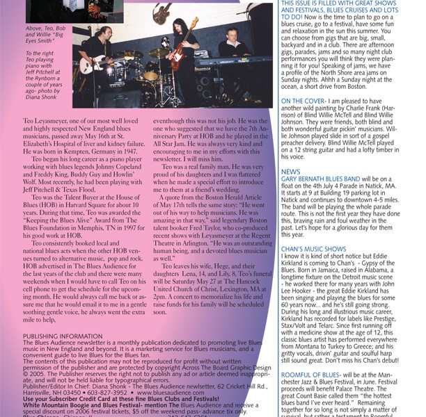 Teo memorial from the Blues Audience newsletter