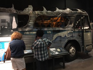 This is the husk of the burned out Freedom Riders Bus, not only did the locals burn the bus but they killed a number of the young people who came down from up north to protest for Civil Rights.